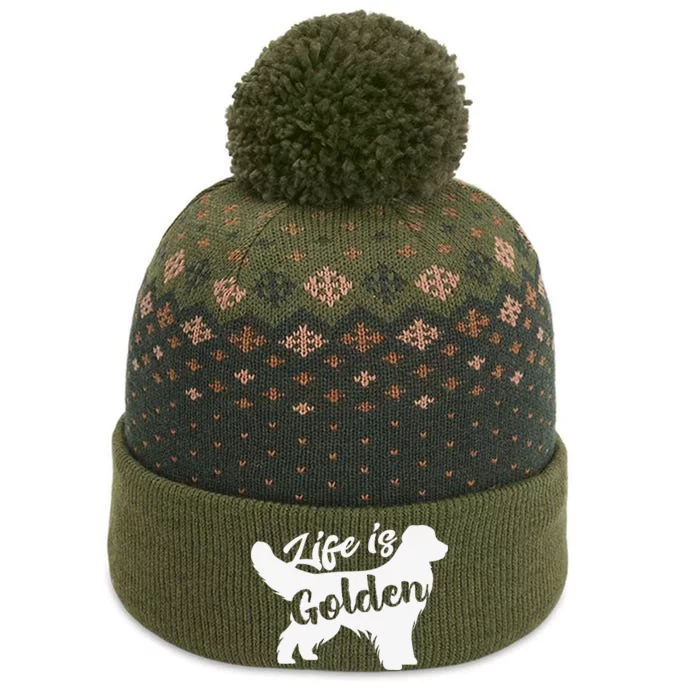 Golden Retriever Hund Life is golden retro vintage The Baniff Cuffed Pom Beanie