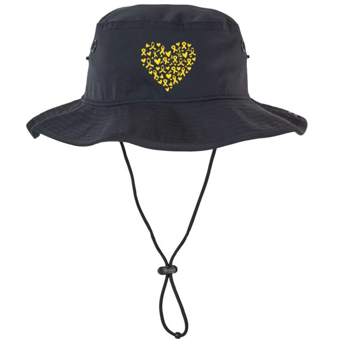 Gold Ribbon Heart Childhood Cancer Awareness Support Legacy Cool Fit Booney Bucket Hat