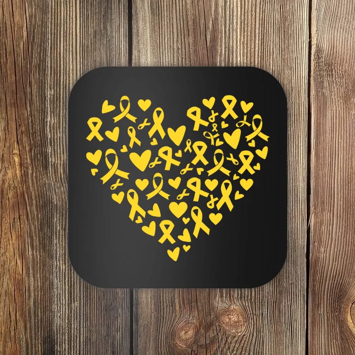 Gold Ribbon Heart Childhood Cancer Awareness Support Coaster