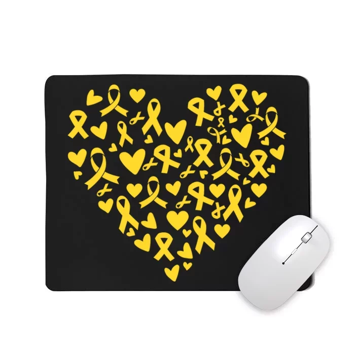 Gold Ribbon Heart Childhood Cancer Awareness Support Mousepad