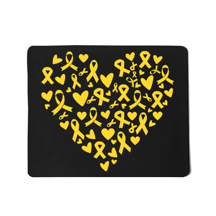 Gold Ribbon Heart Childhood Cancer Awareness Support Mousepad