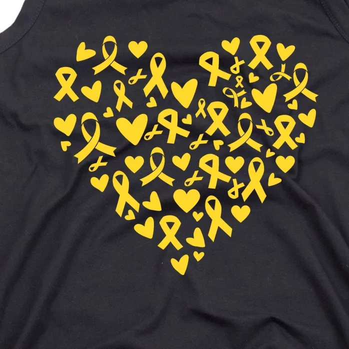 Gold Ribbon Heart Childhood Cancer Awareness Support Tank Top