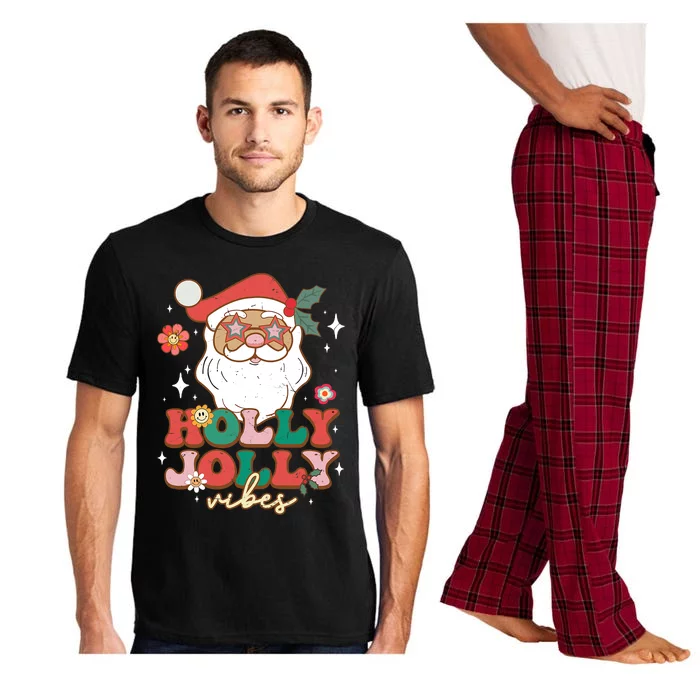 Groovy Retro Holly Xmas Jolly Vibes Santa Claus Christmas Pajama Set