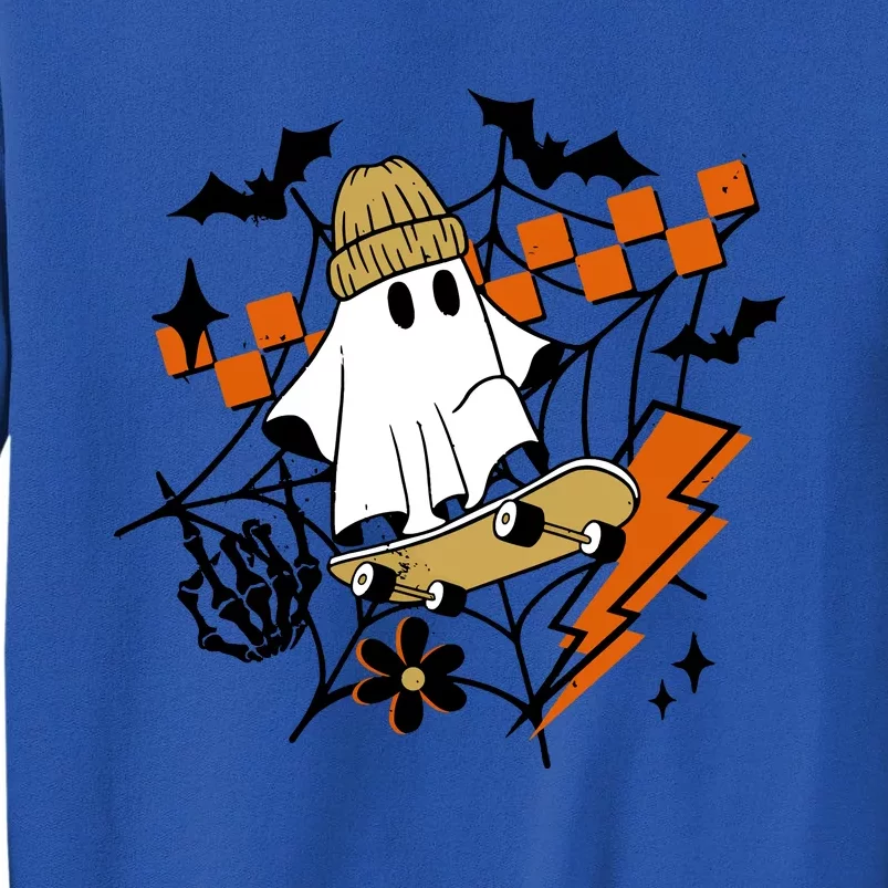 Ghost Retro Halloween Skateboard Tall Sweatshirt