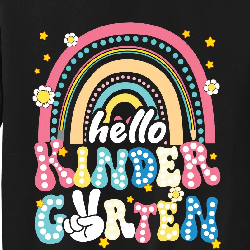 Groovy Rainbow Hello Kindergarten First Day Teacher Sweatshirt