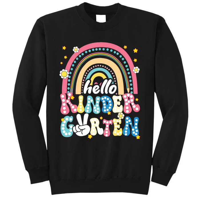 Groovy Rainbow Hello Kindergarten First Day Teacher Sweatshirt