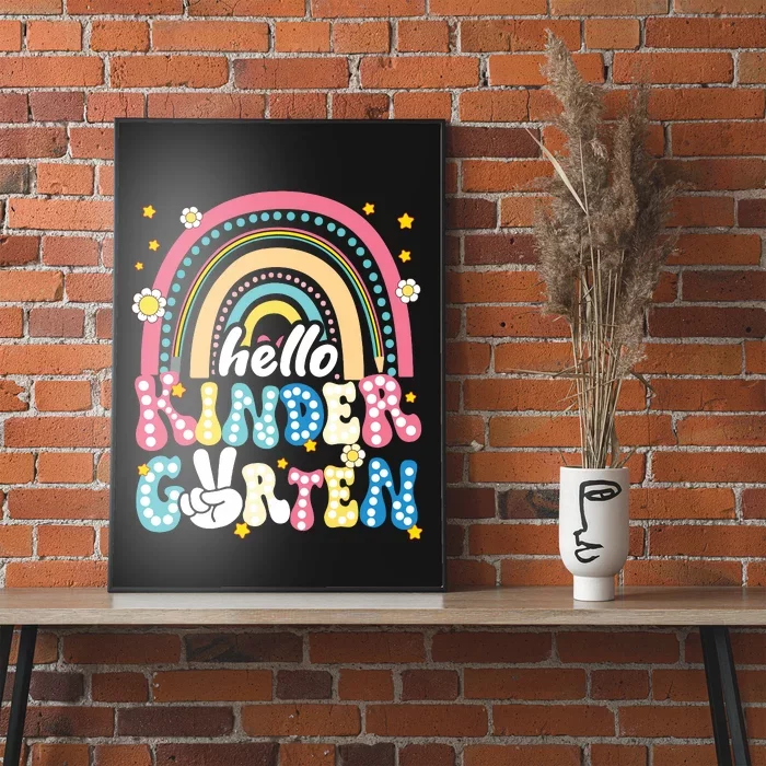 Groovy Rainbow Hello Kindergarten First Day Teacher Poster