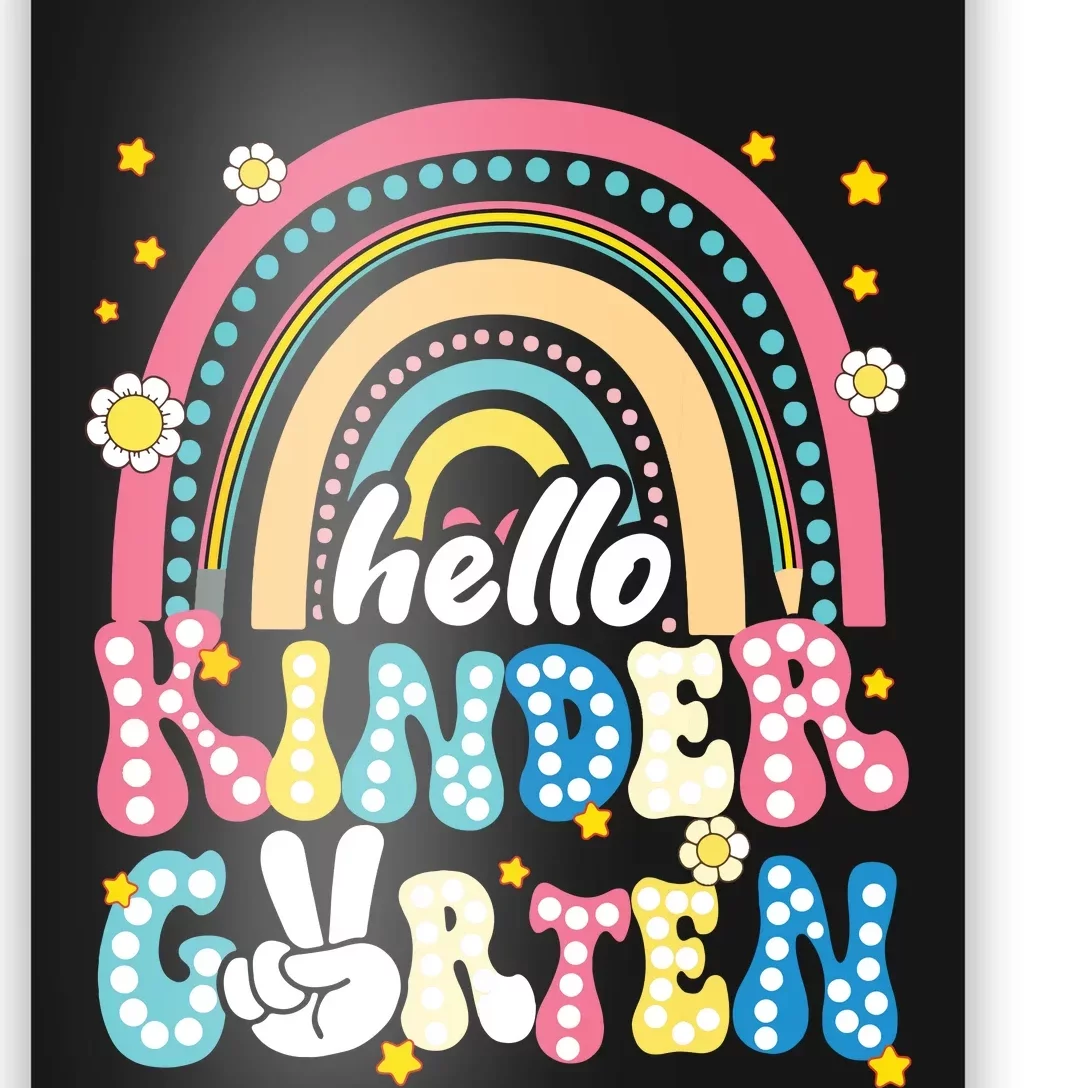 Groovy Rainbow Hello Kindergarten First Day Teacher Poster