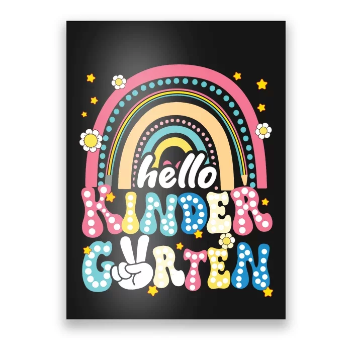 Groovy Rainbow Hello Kindergarten First Day Teacher Poster