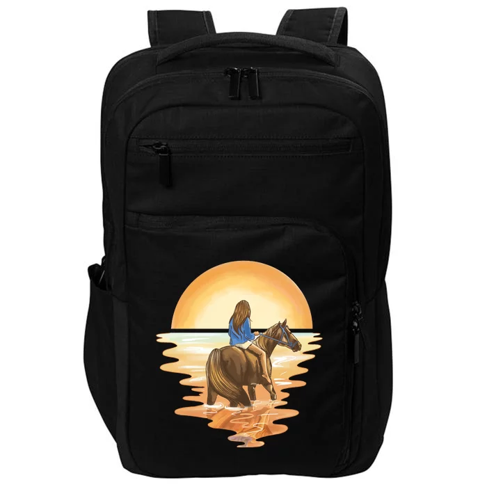 Girl Riding Horse Sunset Impact Tech Backpack