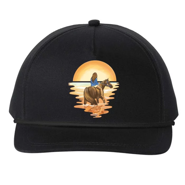 Girl Riding Horse Sunset Snapback Five-Panel Rope Hat