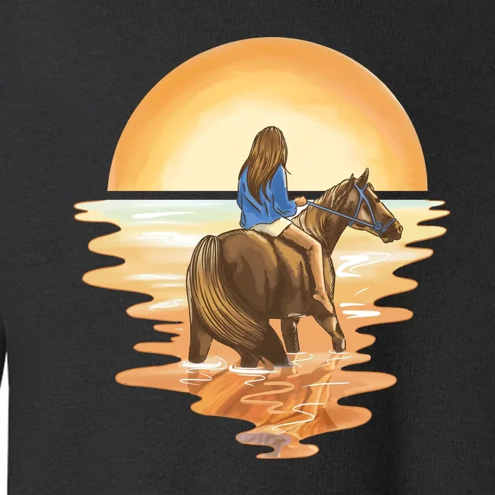 Girl Riding Horse Sunset Toddler Sweatshirt