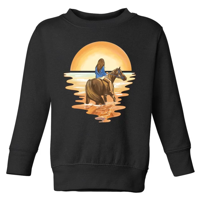 Girl Riding Horse Sunset Toddler Sweatshirt