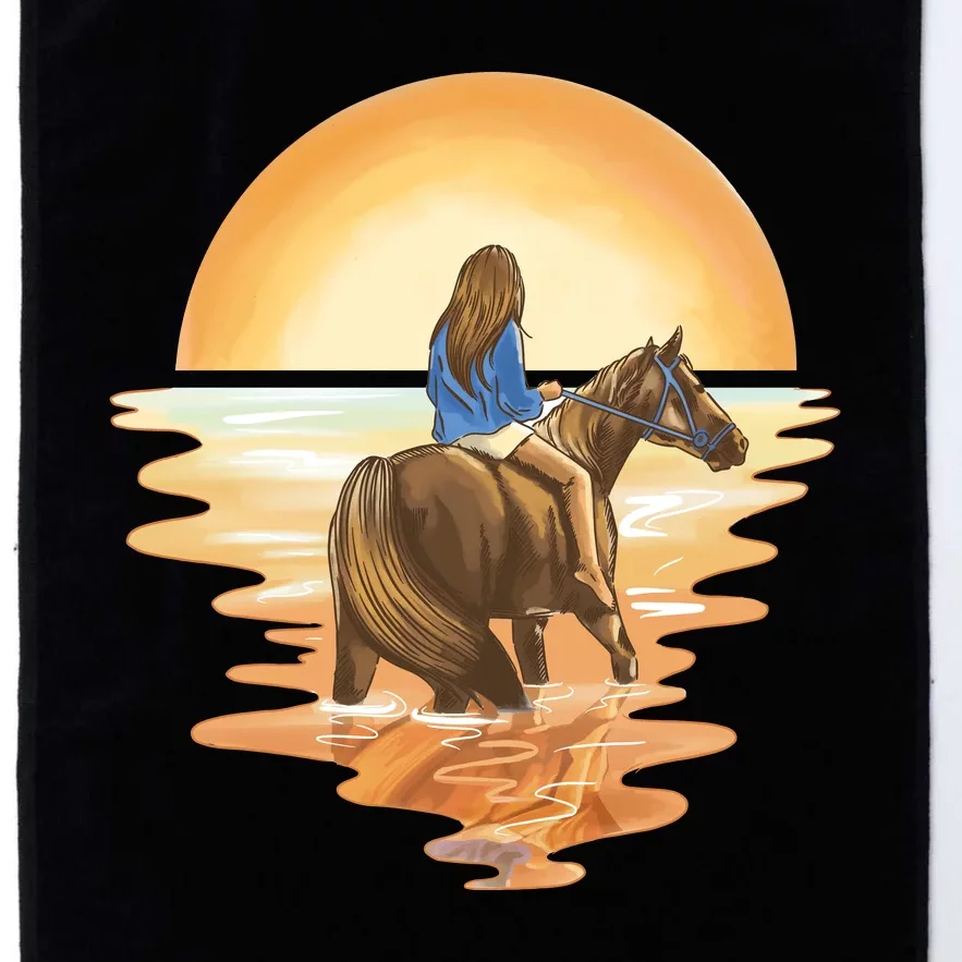 Girl Riding Horse Sunset Platinum Collection Golf Towel