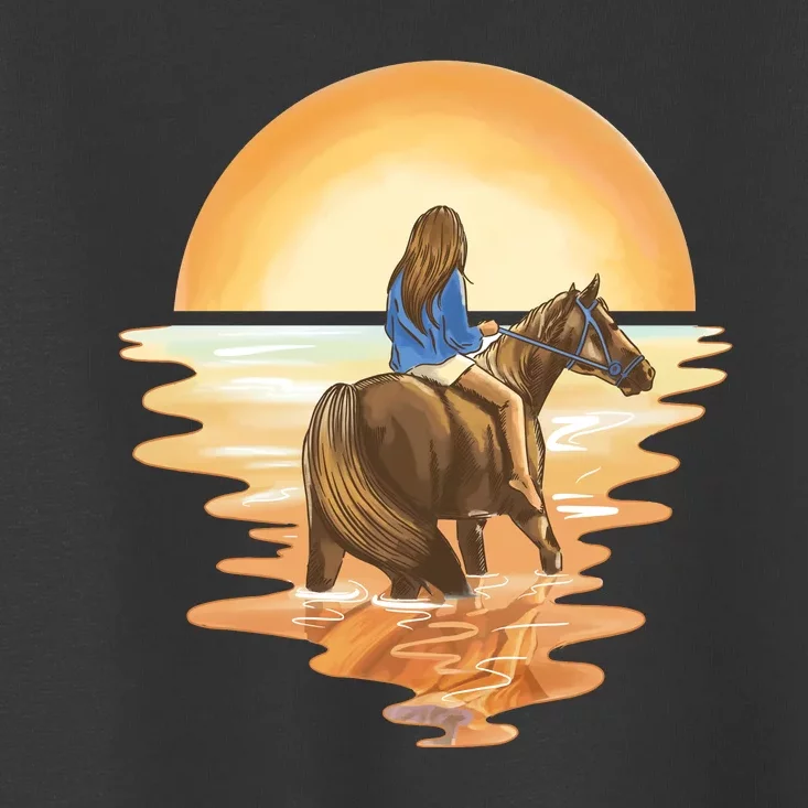 Girl Riding Horse Sunset Toddler T-Shirt