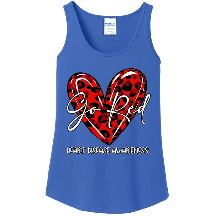 Go Red Heart Disease Awareness Month Leopard Gift Ladies Essential Tank