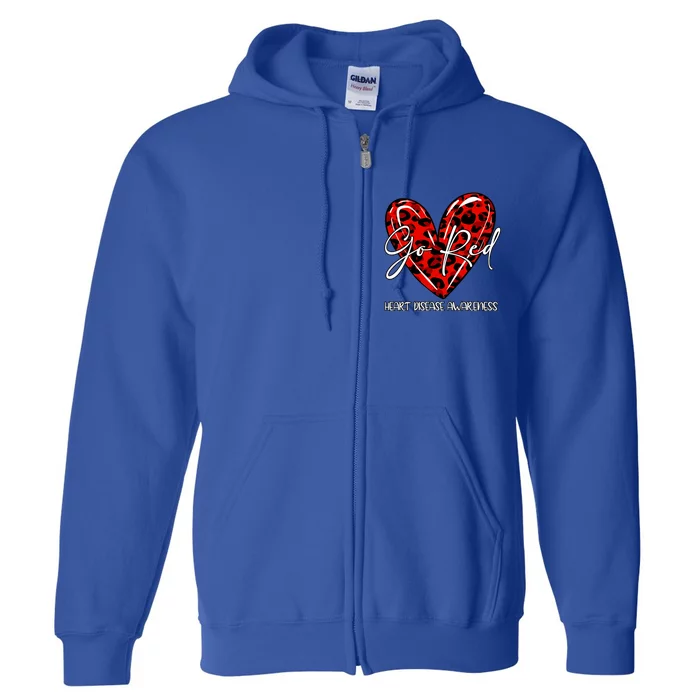 Go Red Heart Disease Awareness Month Leopard Gift Full Zip Hoodie