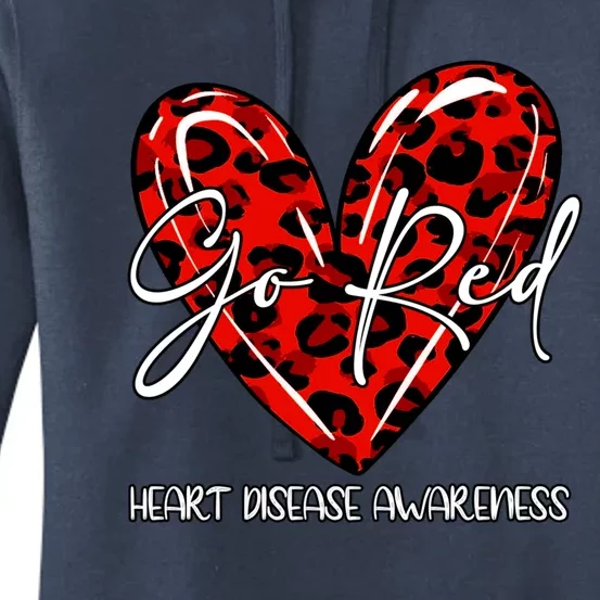 Go Red Heart Disease Awareness Month Leopard Gift Women's Pullover Hoodie