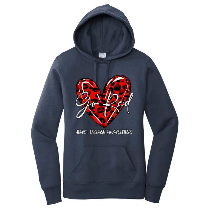 Go Red Heart Disease Awareness Month Leopard Gift Women's Pullover Hoodie