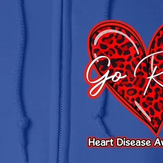 Go Red Heart Disease Awareness Month Leopard Funny Gift Full Zip Hoodie