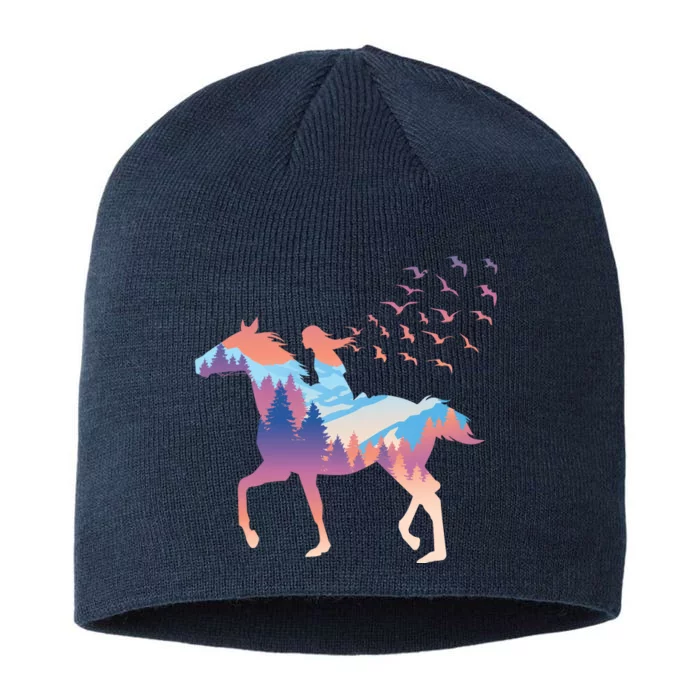 Girl Riding Horse In Forest 8 1/2in Sustainable Knit Beanie