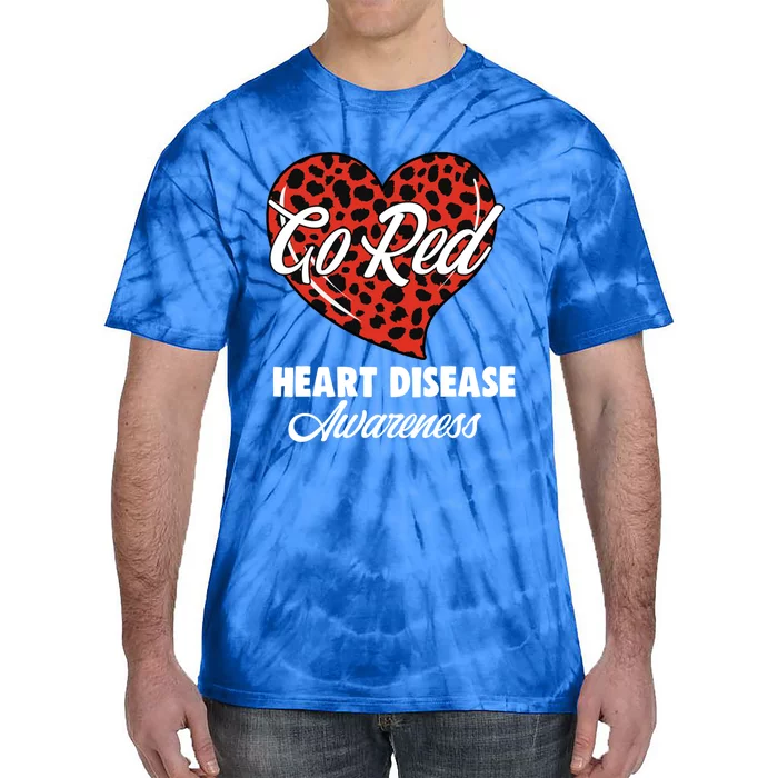 Go Red Heart Disease Awareness Month Leopard Gift Tie-Dye T-Shirt