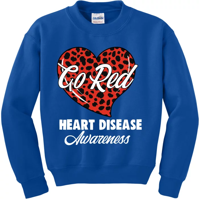 Go Red Heart Disease Awareness Month Leopard Gift Kids Sweatshirt