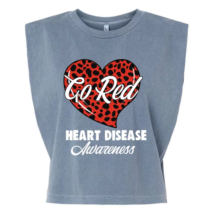 Go Red Heart Disease Awareness Month Leopard Gift Garment-Dyed Women's Muscle Tee