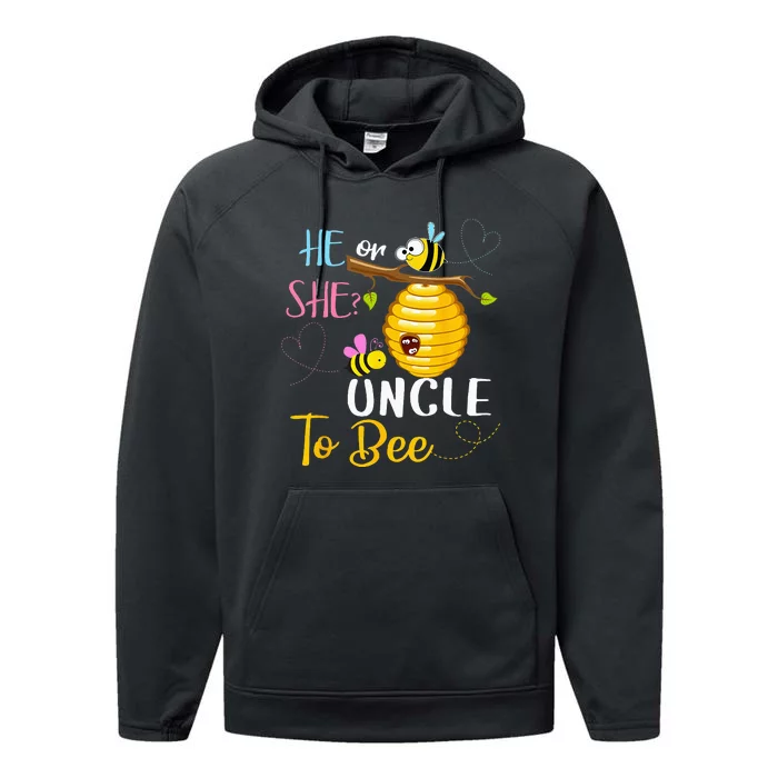 Gender Reveal He Or She Uncle To Bee Mothers Day Performance Fleece Hoodie