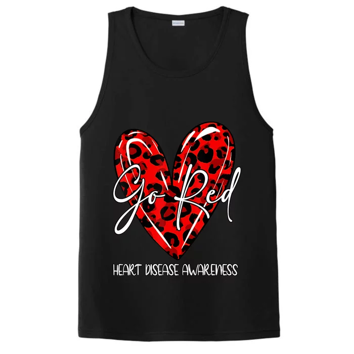 Go Red Heart Disease Awareness Month Leopard Gift Performance Tank