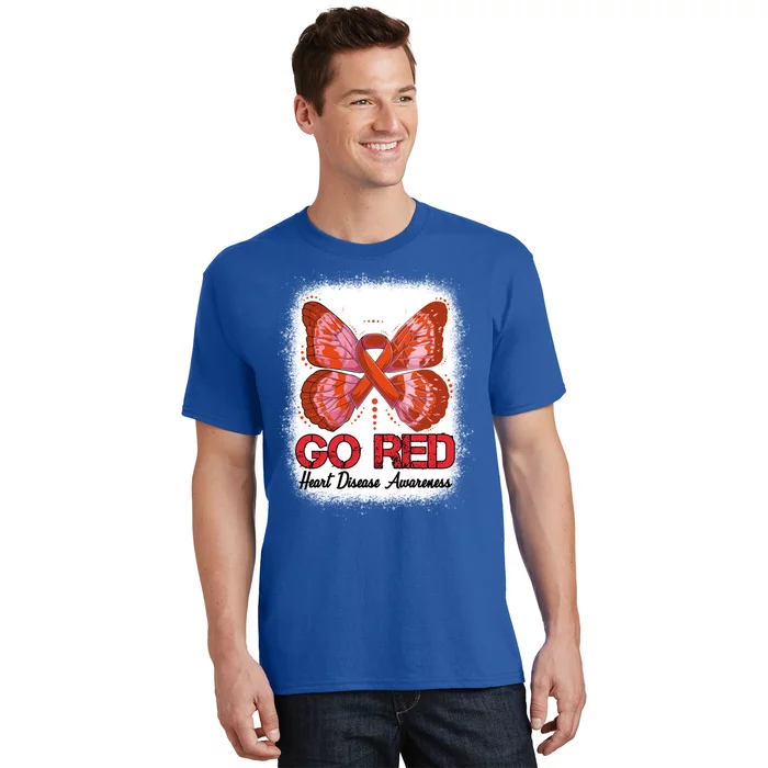 Go Red Heart Disease Awareness Month Red Ribbon Butterfly Gift T-Shirt