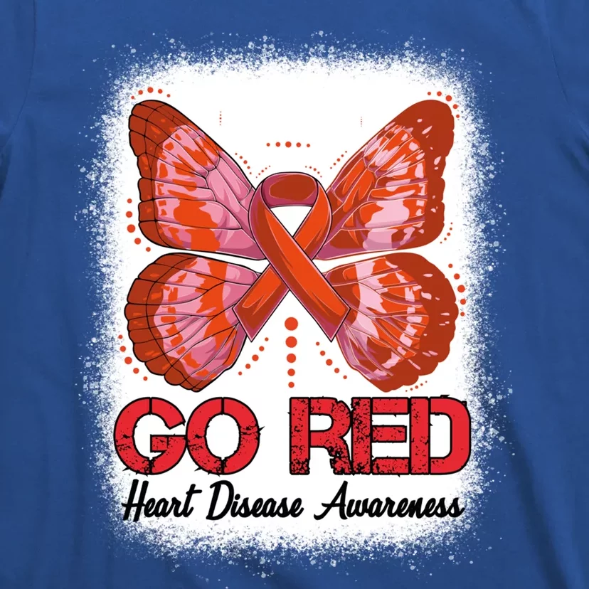 Go Red Heart Disease Awareness Month Red Ribbon Butterfly Gift T-Shirt