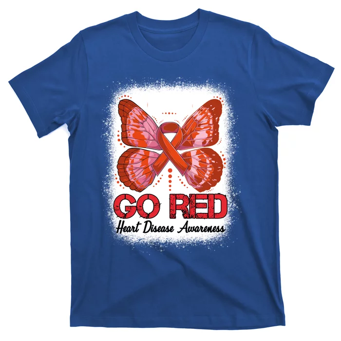 Go Red Heart Disease Awareness Month Red Ribbon Butterfly Gift T-Shirt