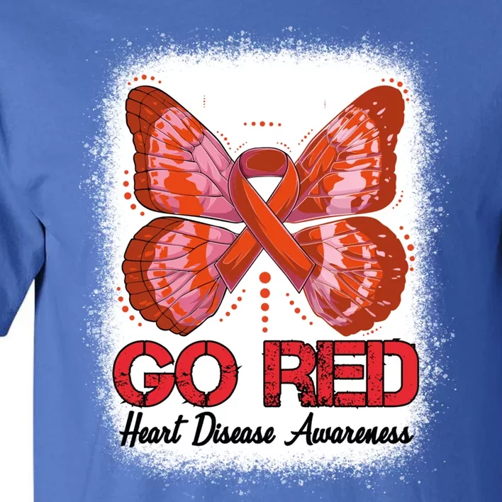 Go Red Heart Disease Awareness Month Red Ribbon Butterfly Gift Tall T-Shirt