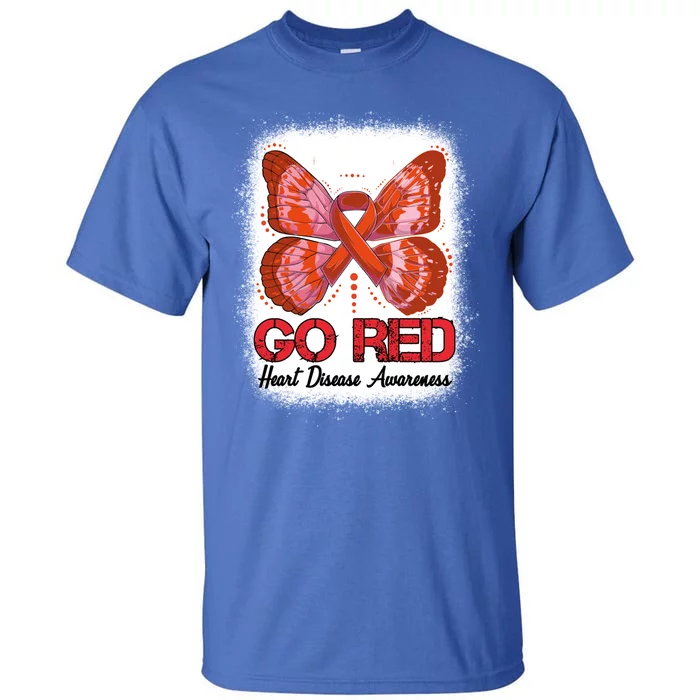 Go Red Heart Disease Awareness Month Red Ribbon Butterfly Gift Tall T-Shirt