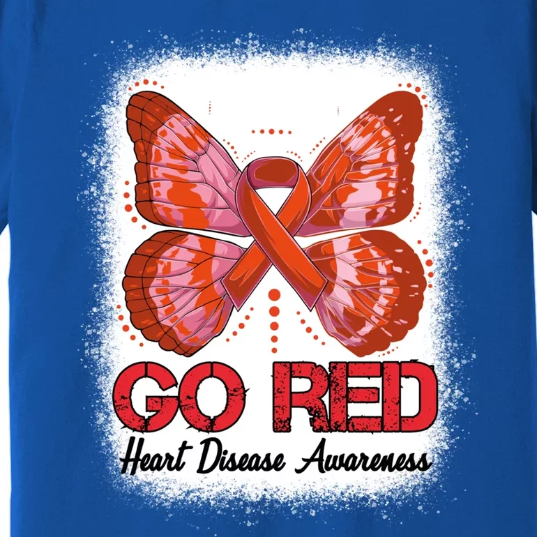 Go Red Heart Disease Awareness Month Red Ribbon Butterfly Gift Premium T-Shirt