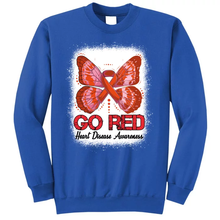 Go Red Heart Disease Awareness Month Red Ribbon Butterfly Gift Tall Sweatshirt