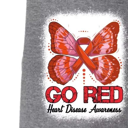 Go Red Heart Disease Awareness Month Red Ribbon Butterfly Gift Doggie 3-End Fleece Hoodie