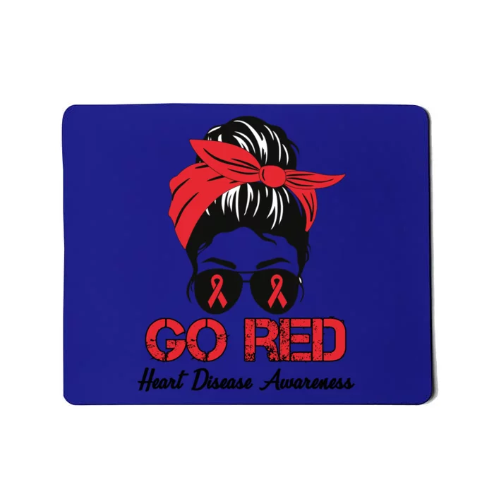 Go Red Heart Disease Awareness Month Red Ribbon Messy Bun Gift Mousepad