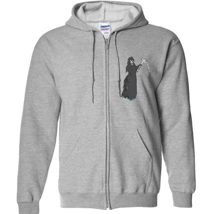 Grim Reaper Halloween Spooky Pirate Flag Graphic Full Zip Hoodie