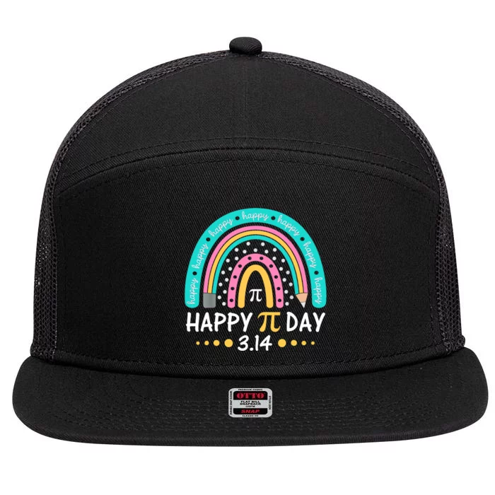 Gift Rainbow Happy Pi Day Mathematic Math Teacher 7 Panel Mesh Trucker Snapback Hat