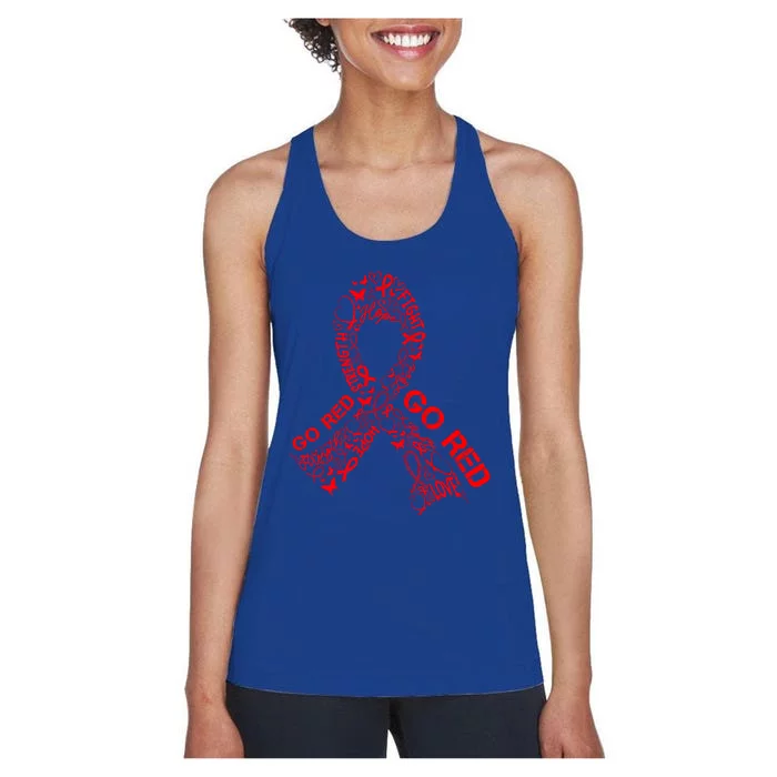 Go Red Heart Disease Awareness Month Red Ribbon Cool Gift Women's Racerback Tank