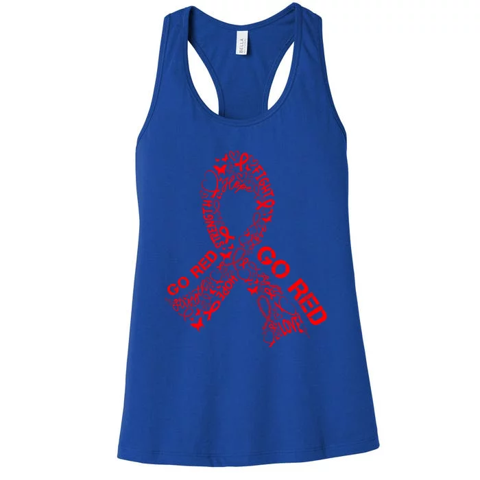 Go Red Heart Disease Awareness Month Red Ribbon Cool Gift Women's Racerback Tank