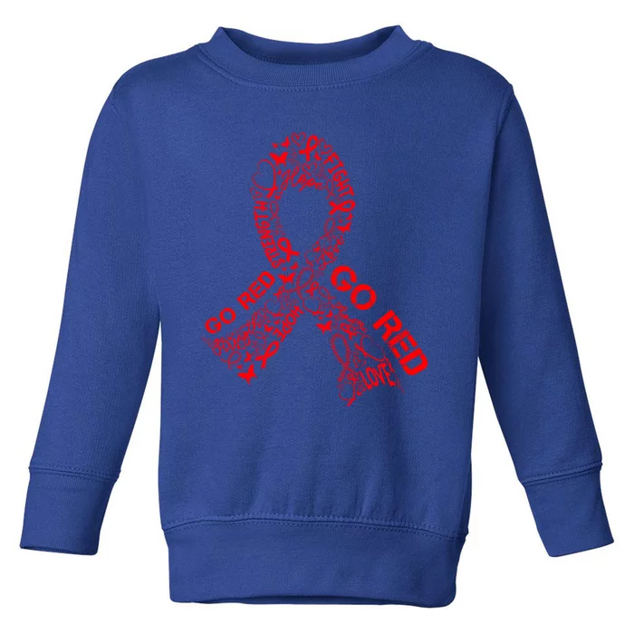 Go Red Heart Disease Awareness Month Red Ribbon Cool Gift Toddler Sweatshirt