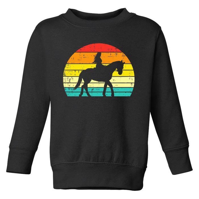 Girl Riding Horse Silhouette Sunset Retro Equestrian Women Toddler Sweatshirt