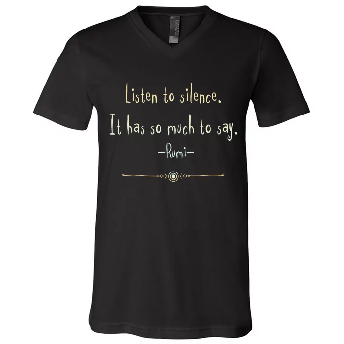 Great Rumi Inspirational Silence Quotes V-Neck T-Shirt