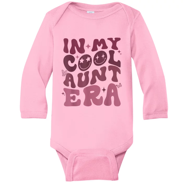 Groovy Retro In My Cool Aunt Era Cool Gifts For Auntie Baby Long Sleeve Bodysuit