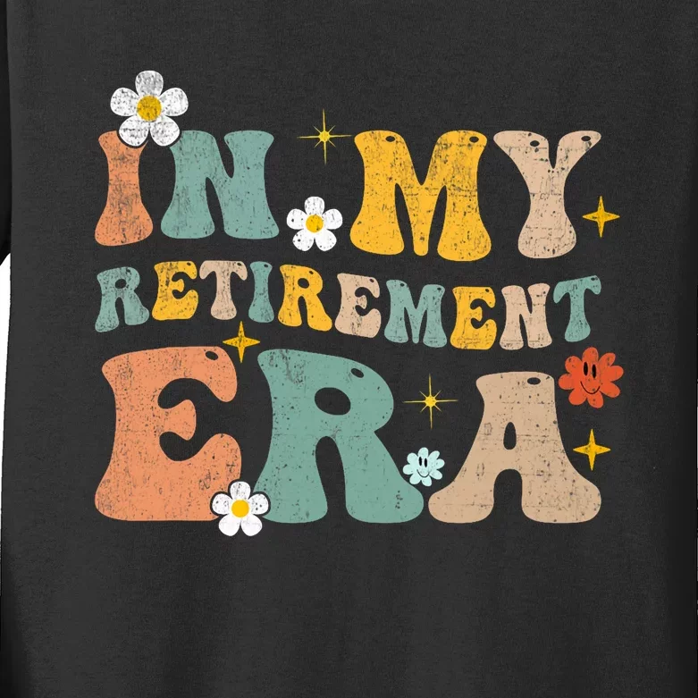 Groovy Retro In My Retiret Era Funny Retired 2025 Kids Long Sleeve Shirt