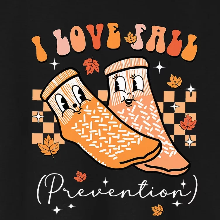 Groovy Retro I Love Fall Prevention Fall Physical Therapy Women's Crop Top Tee