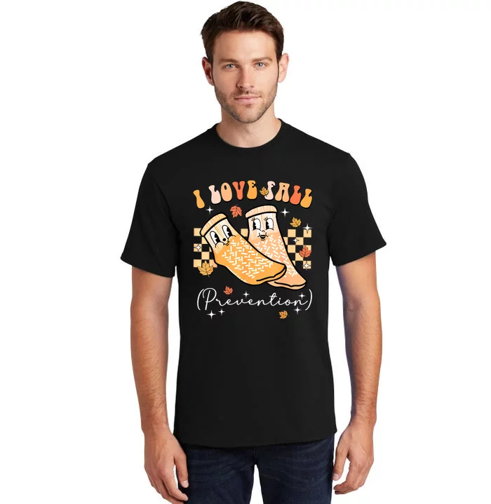 Groovy Retro I Love Fall Prevention Fall Physical Therapy Tall T-Shirt